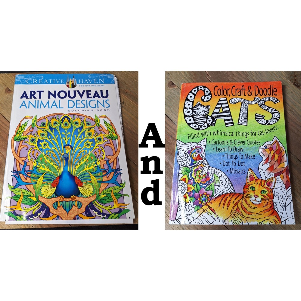 Creative Haven Art Nouveau Animal Designs & Color Craft Doodle Cats Coloring Bks